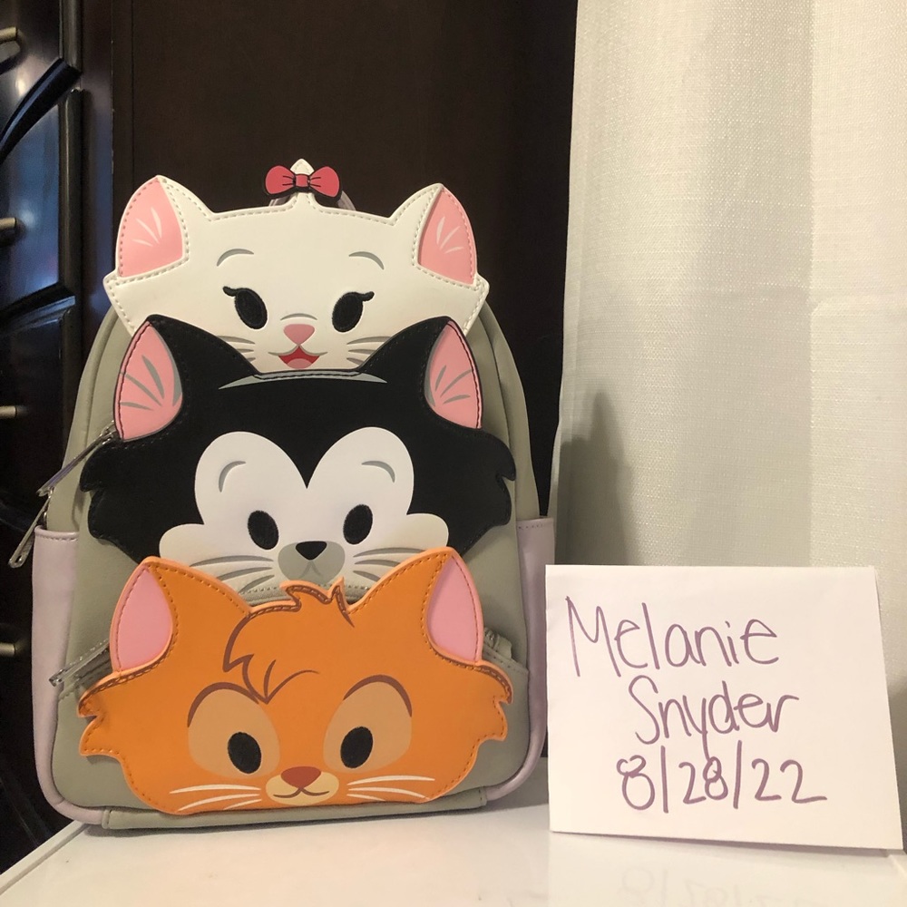 NWT Disney Parks Stacked Cats Trio Loungefly Mini Backpack